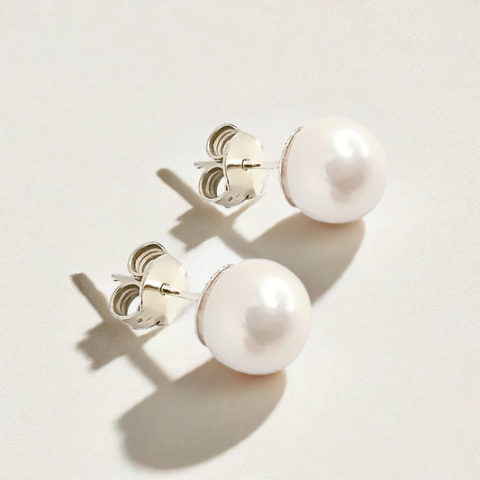 5mm Fresh Water Pearl Solitaire Huggie Studs in Sterling silver