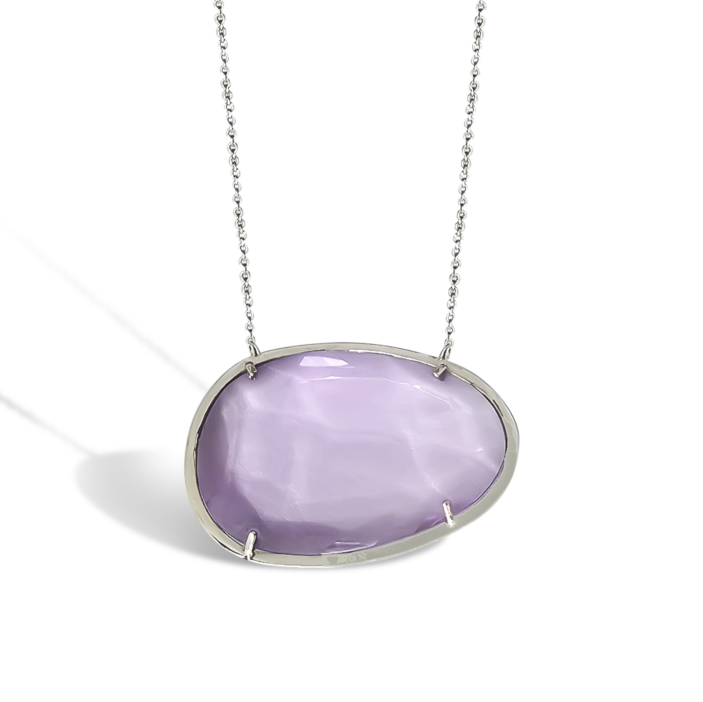 Amethyst Drop shape Pendant in 9ct White Gold