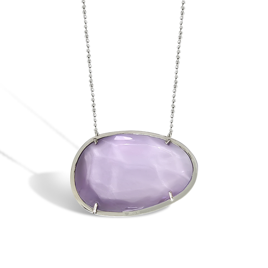 Amethyst Drop shape Pendant in 9ct White Gold