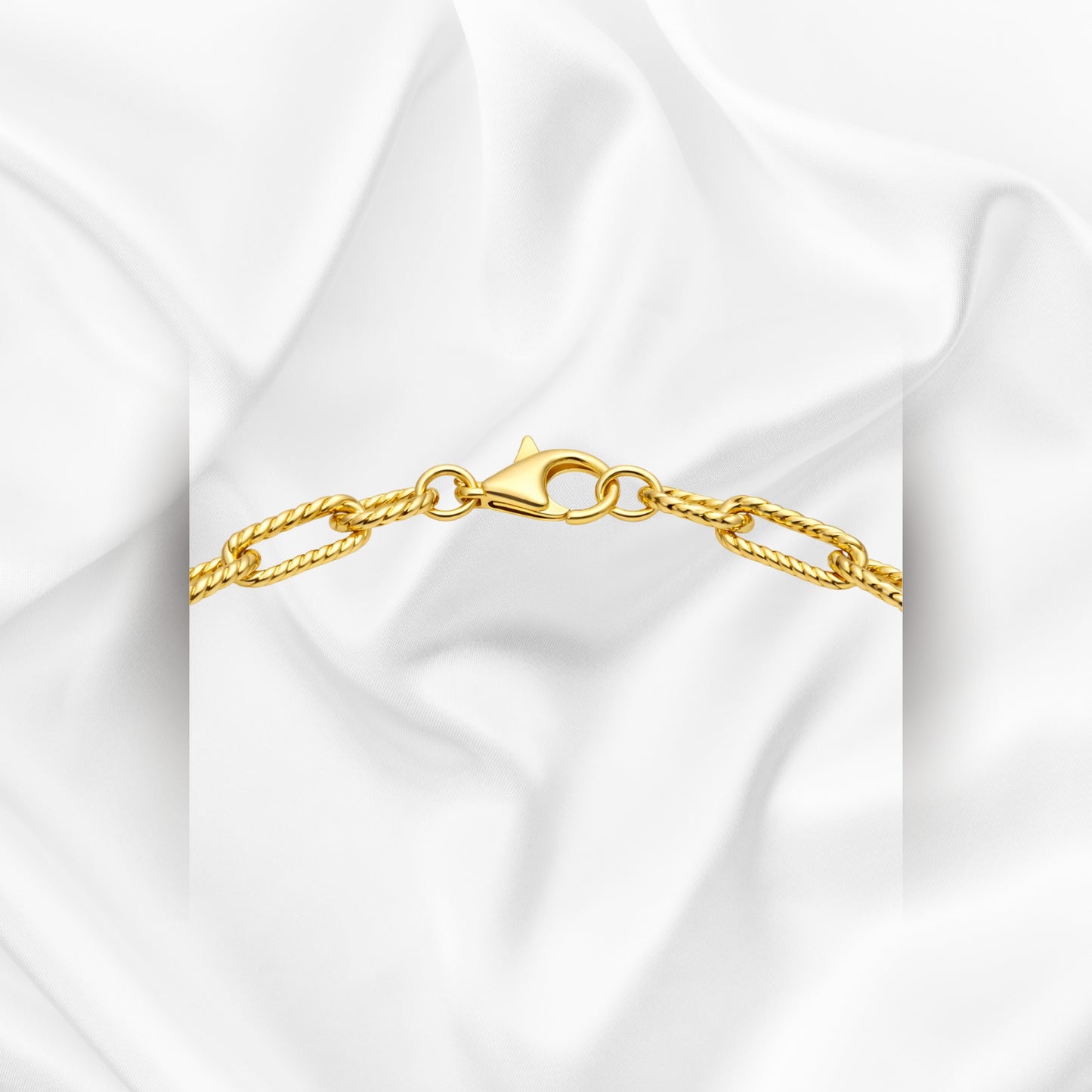 9ct Yellow Gold 45cm Paperclip Link Necklace with Rope Design