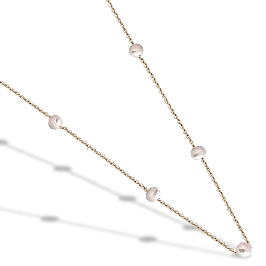 45cm Natural Freshwater Light Pearl Necklace in 9ct Yellow Gold