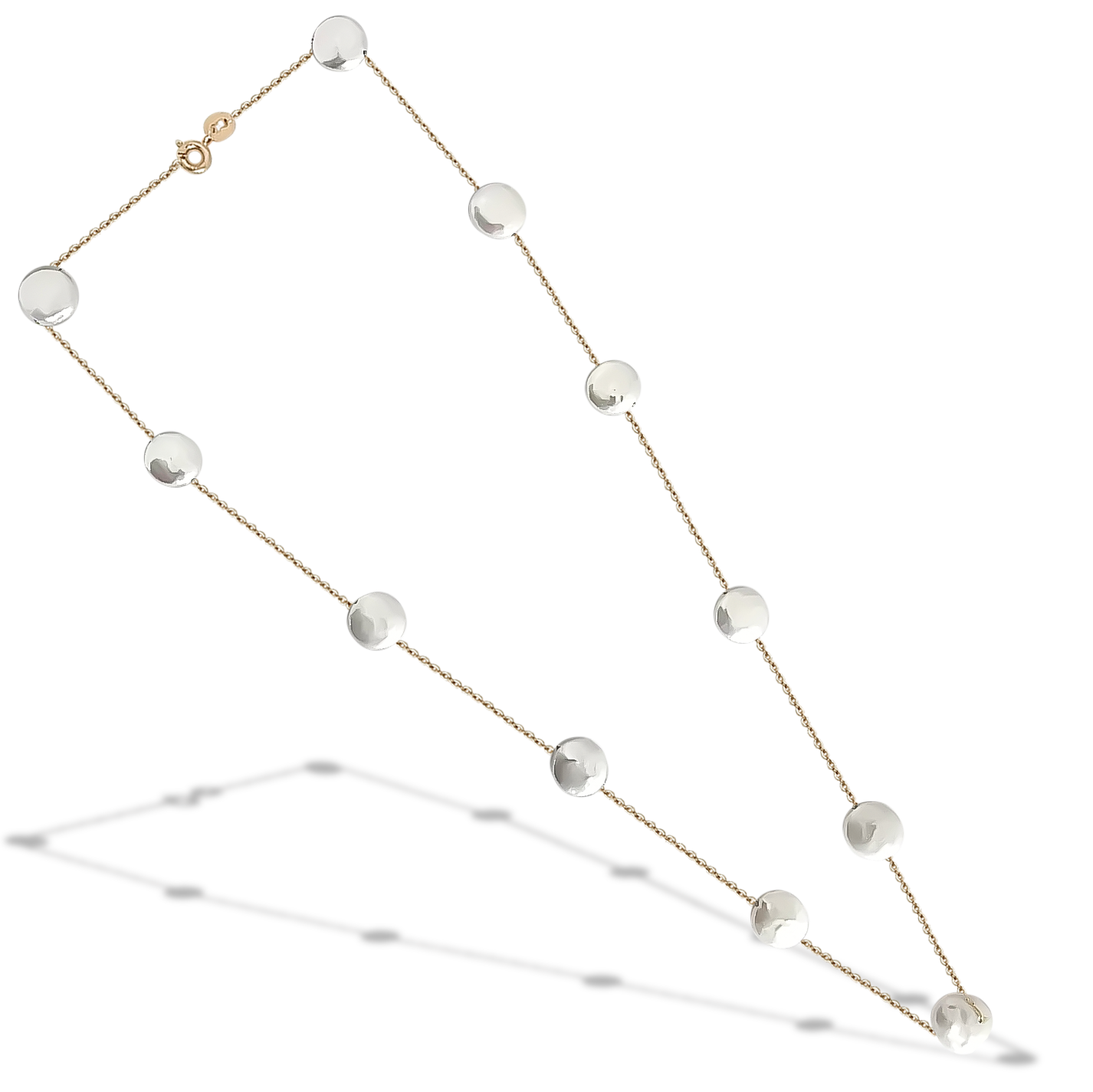 50cm Polished Natural Freshwater Light Pearl Necklace 9ct Yellow Gold