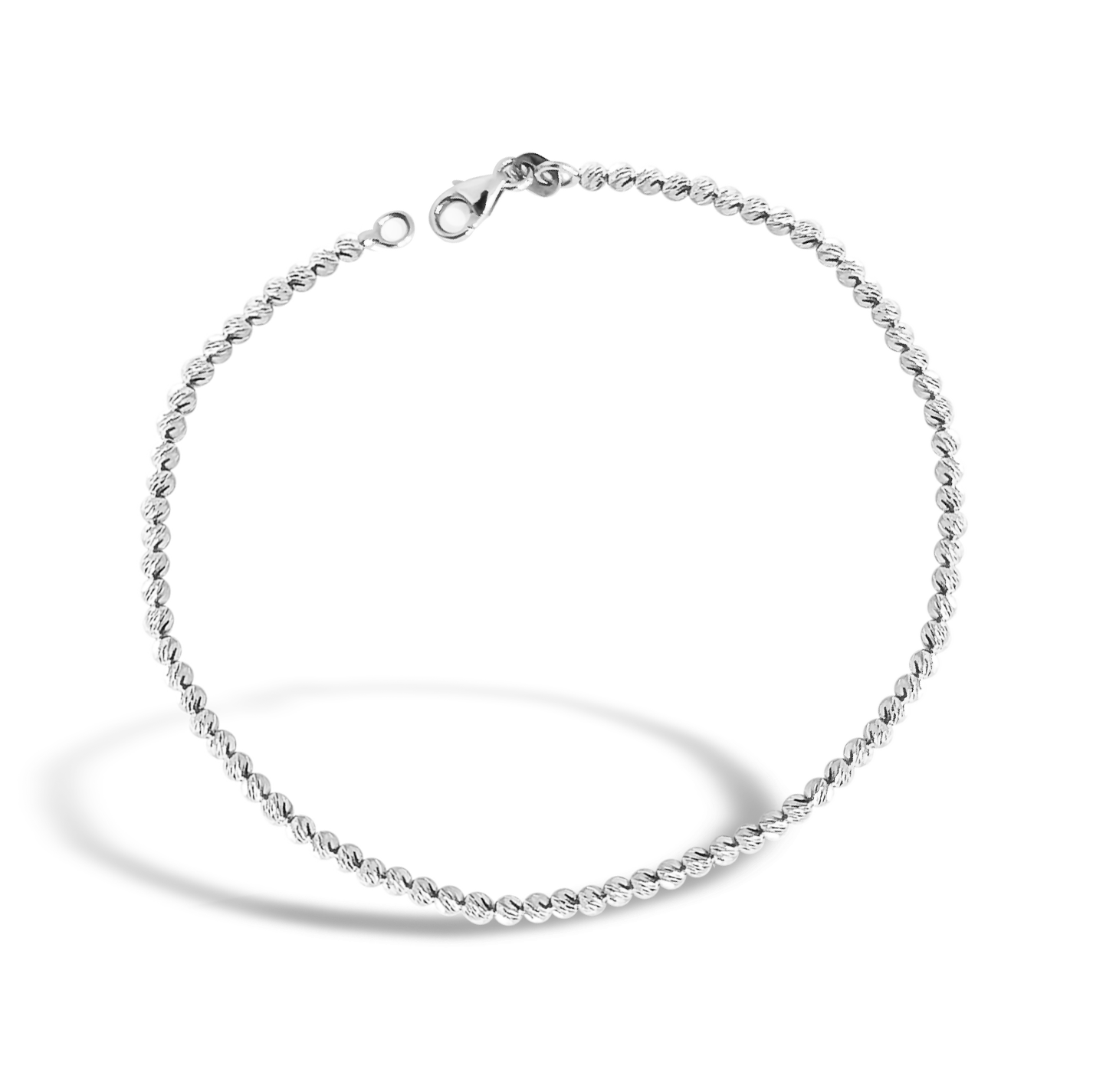 Faceted Ball Bangle Bracelet in 9ct White Gold