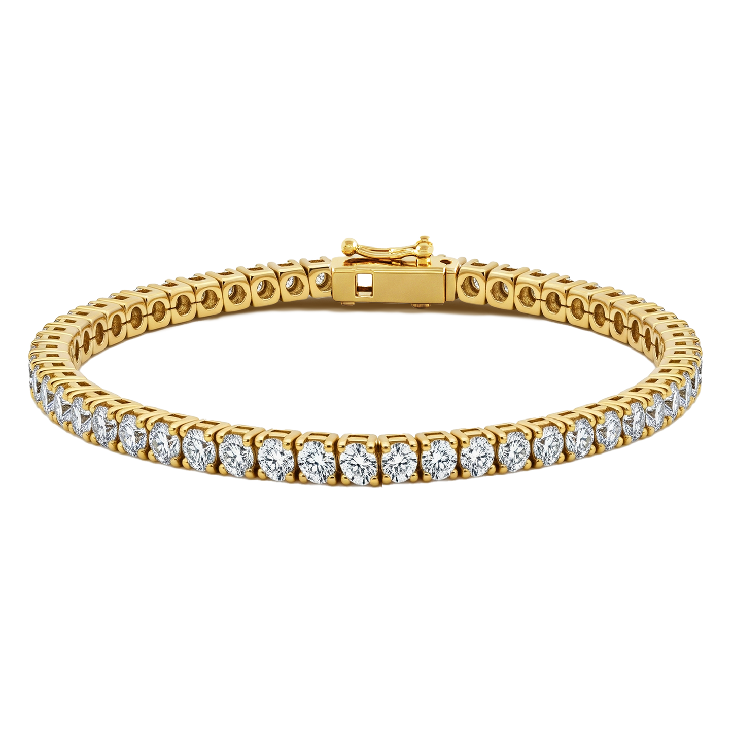 Gold bracelet with diamonds on a white background