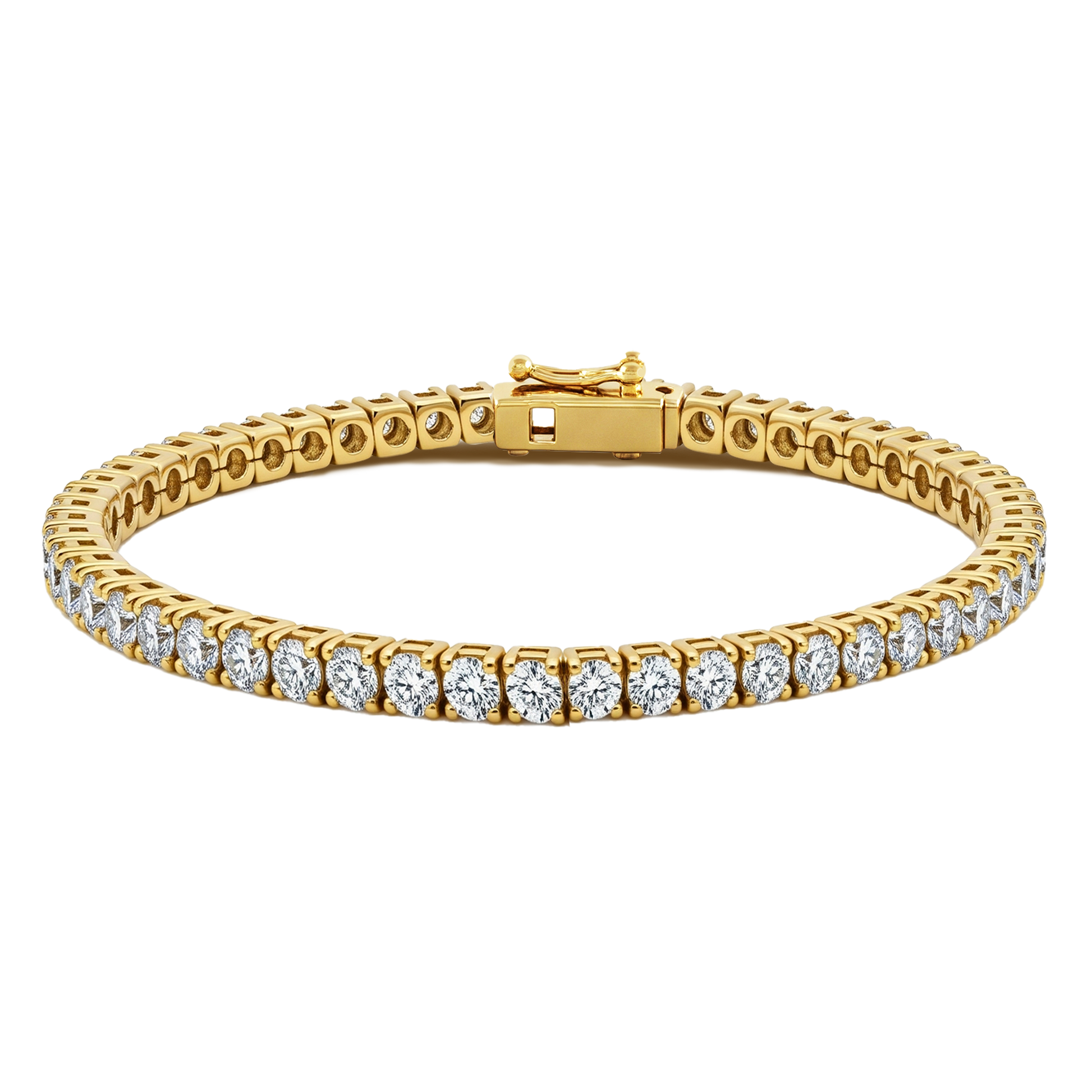 Gold bracelet with diamonds on a white background