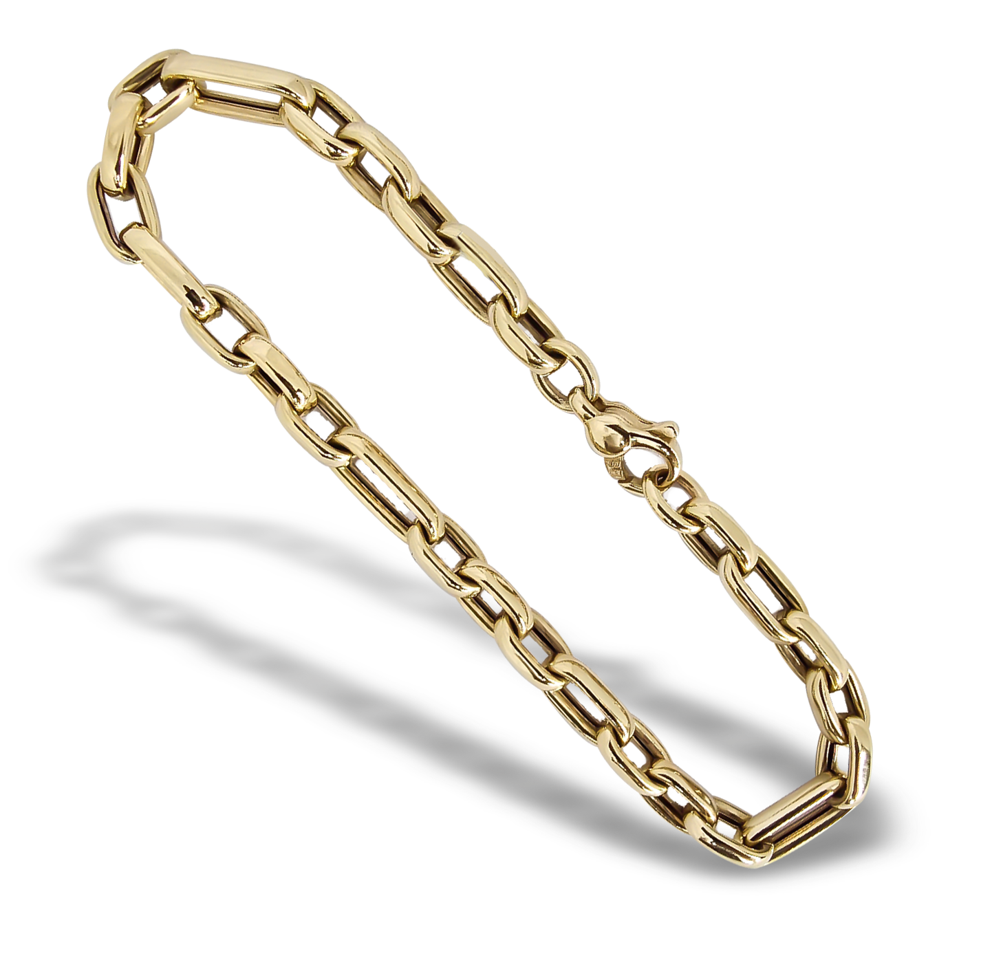 19cm Rounded Paper Link Bracelet in 9ct Yellow Gold
