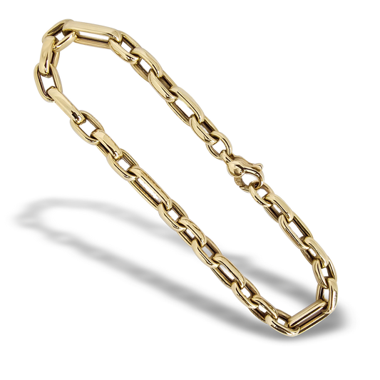 19cm Rounded Paper Link Bracelet in 9ct Yellow Gold