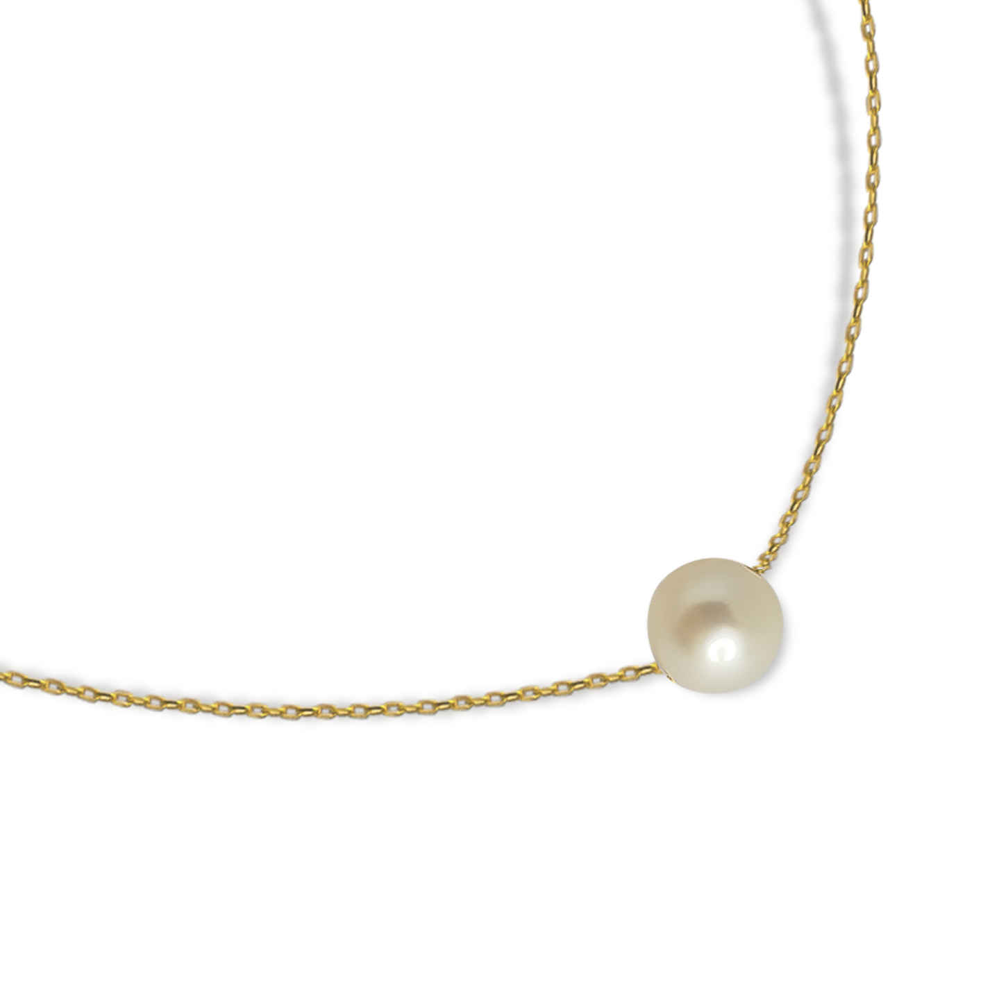 50cm Pearl Paperclip Link Chain in 9ct Yellow Gold