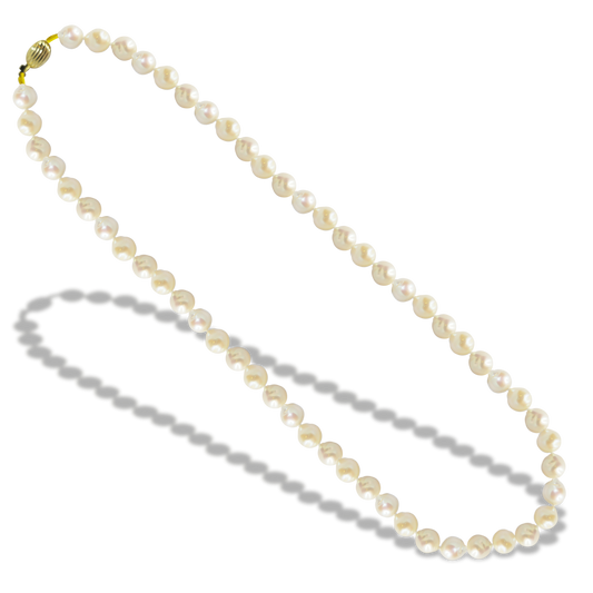 49cm Natural Freshwater Light Pearl Necklace with 9ct Yellow Gold Shell Clasp