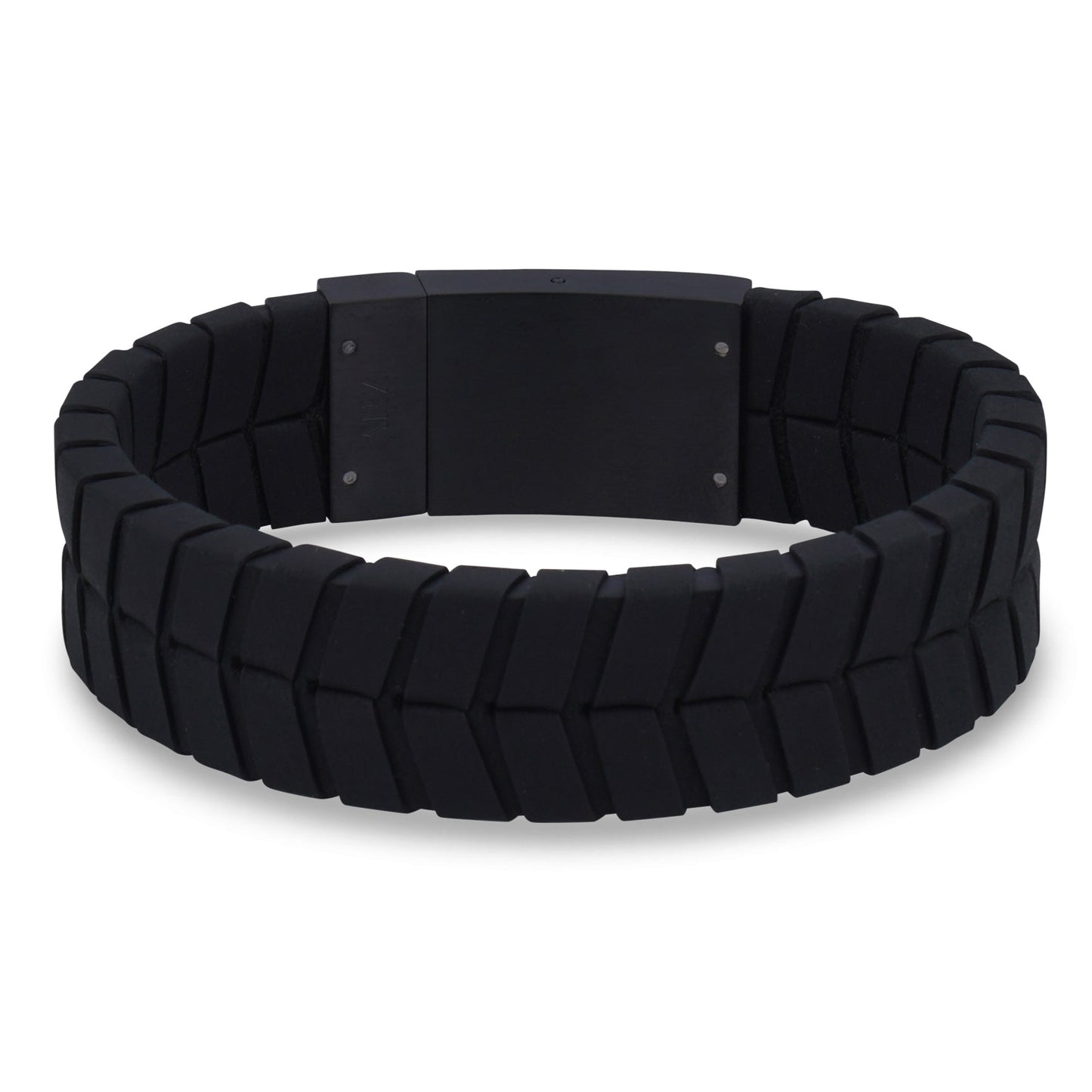 ARZ Steel 18mm Black Tight Rubber Woven Bracelet