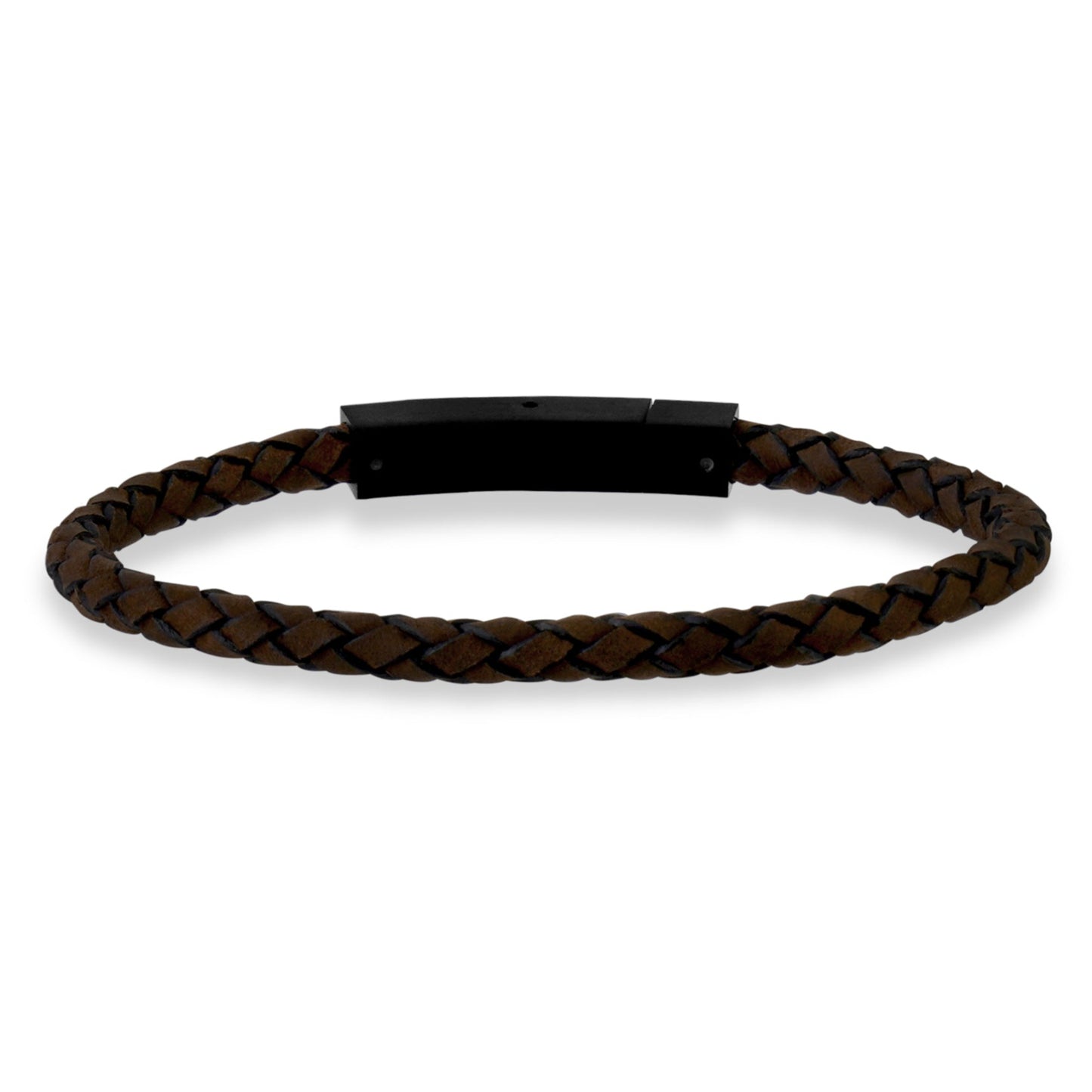 ARZ Steel Brown Cross Weave with Black Bracelet