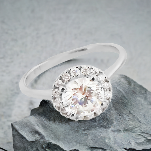 1.00ct Lab-Grown Diamond Halo Engagement Ring in 9ct White Gold