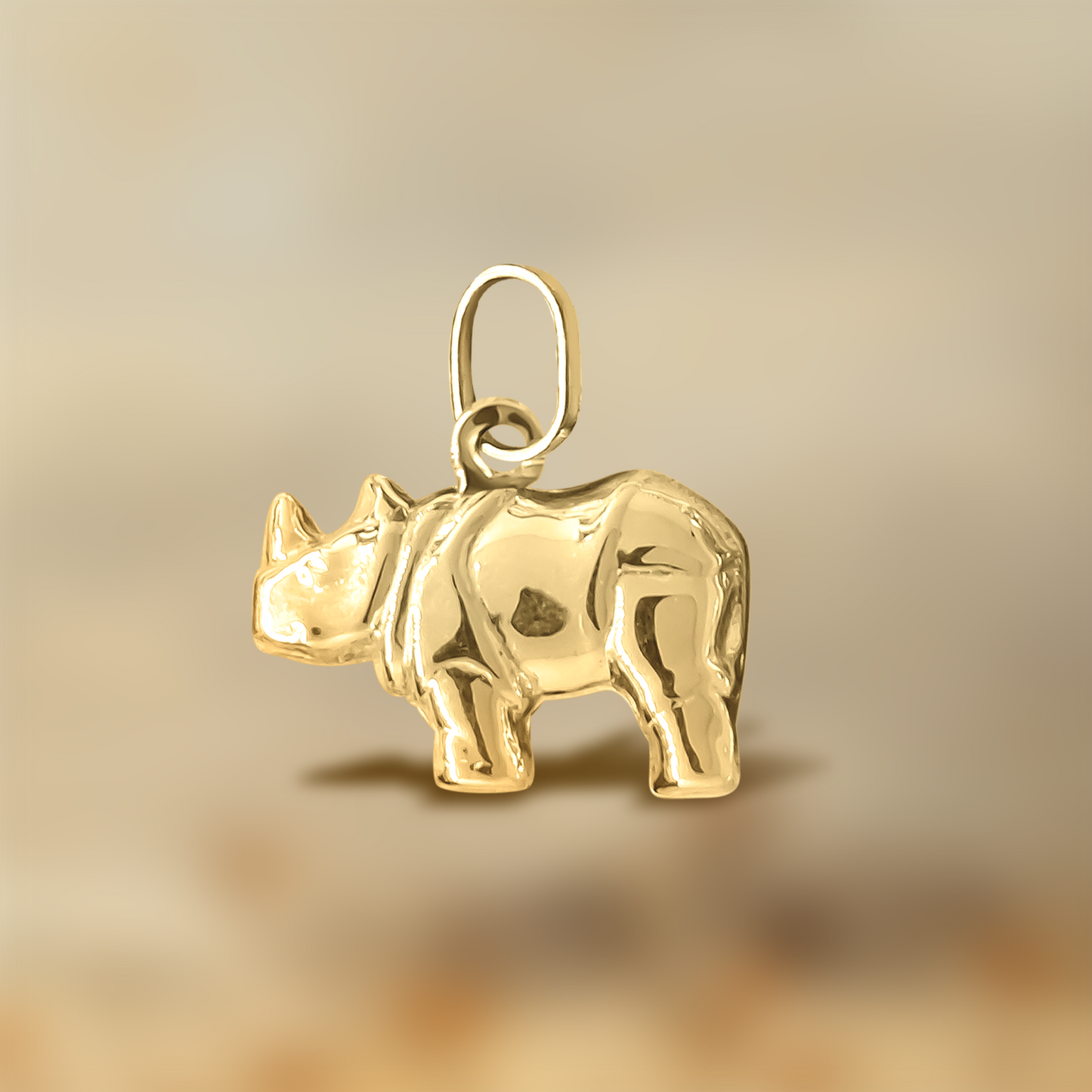 12mm African Rhino Charm 9ct Yellow Gold
