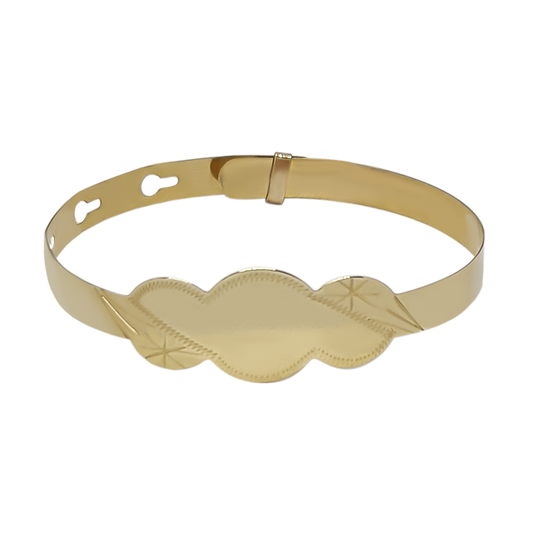 Star Shield Shape Panel Bangle Bracelet in 9ct Gold