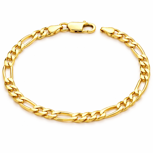 21cm Gentlemen's 9ct Yellow Gold Figaro Bracelet - BA1013