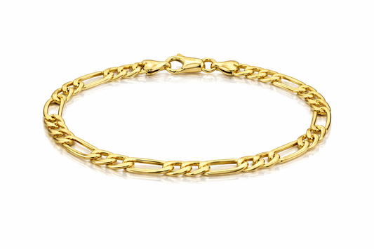 20cm Thick 3+1 Gentlemen's Figaro Bracelet in 9ct Yellow Gold - BA966
