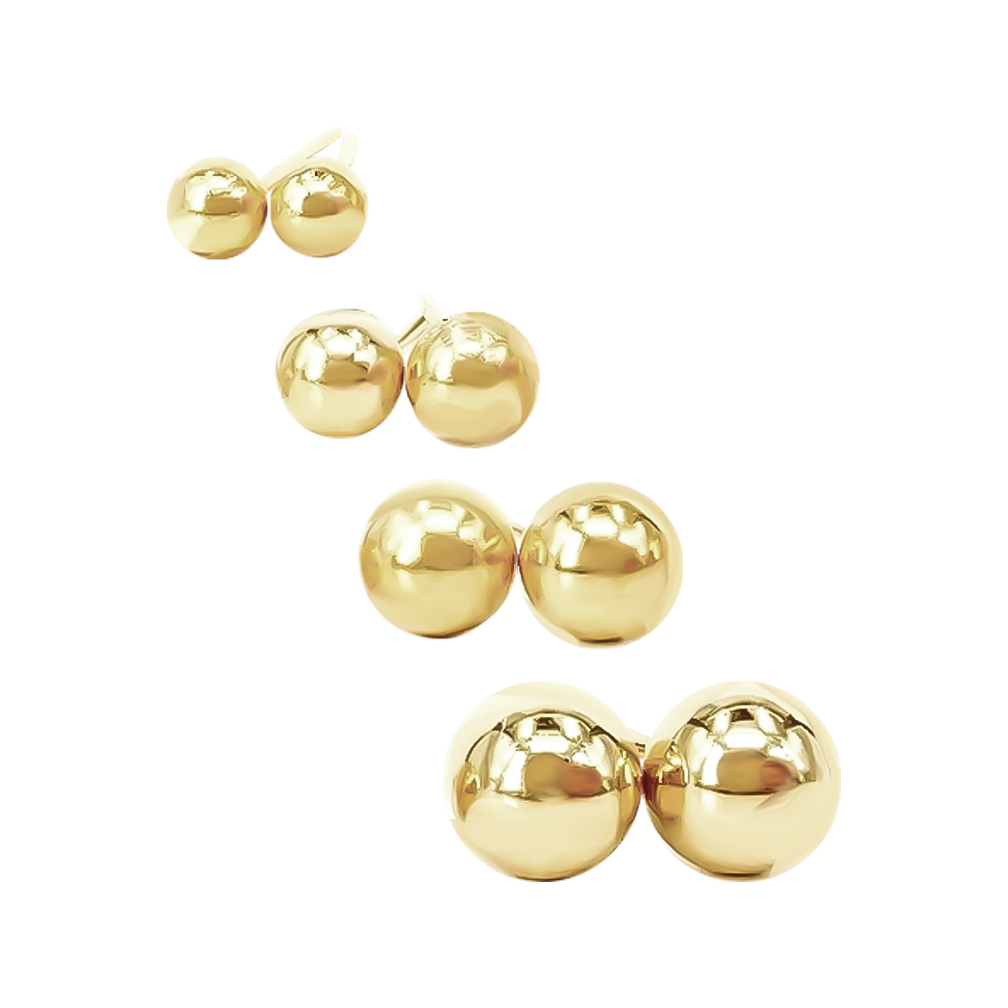 Plain Full Ball Earrings in 9ct Yellow Gold