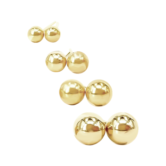 Plain Full Ball Earrings in 9ct Yellow Gold