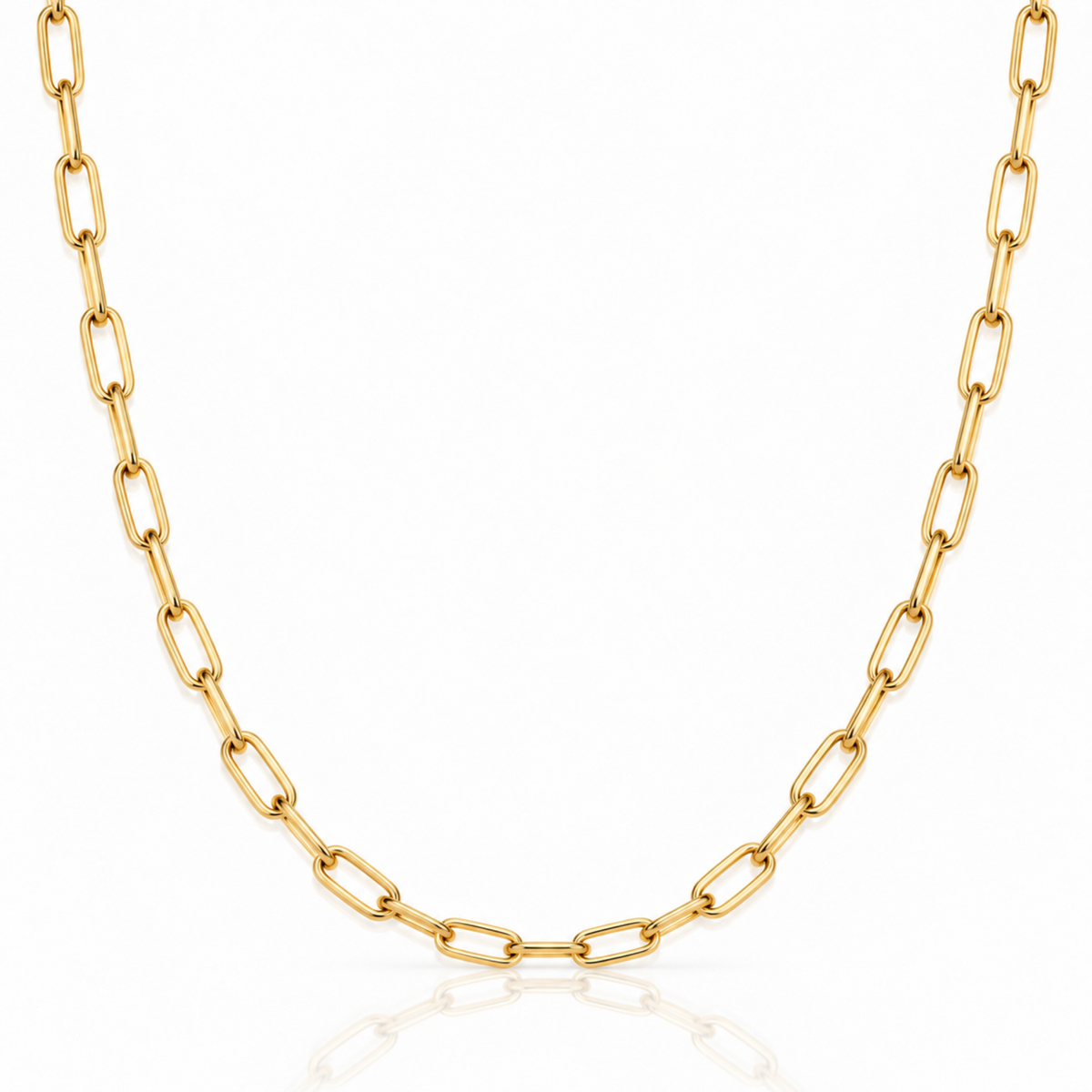 9ct Yellow Gold 45cm Large Paperclip Link Chain