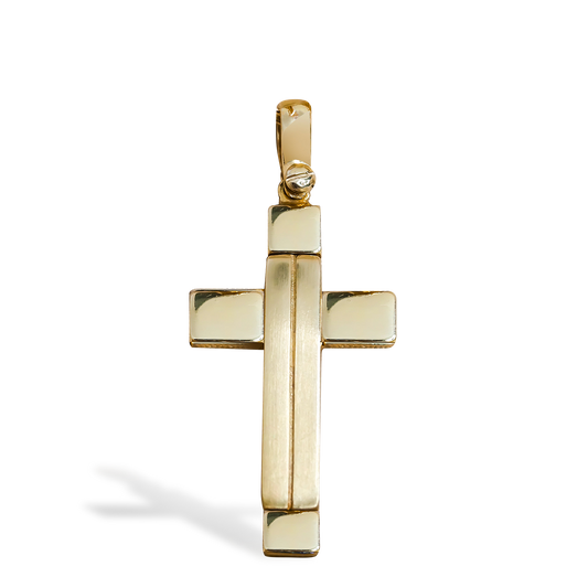 35mm Flat Bar Cross Pendant in 9ct Yellow Gold
