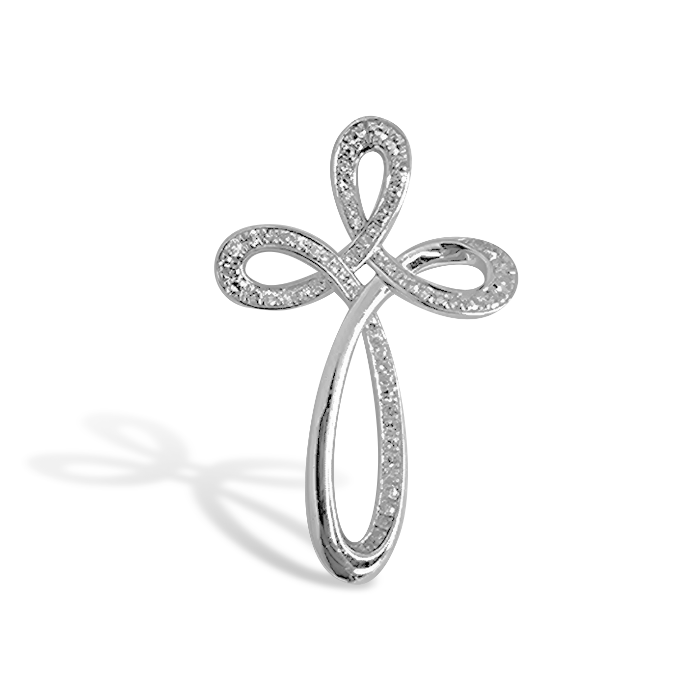 0.44ct Diamond Rounded Curve Pendant in 9ct White Gold on Chain