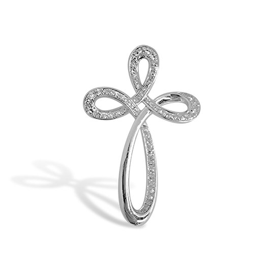 0.44ct Diamond Rounded Curve Pendant in 9ct White Gold on Chain