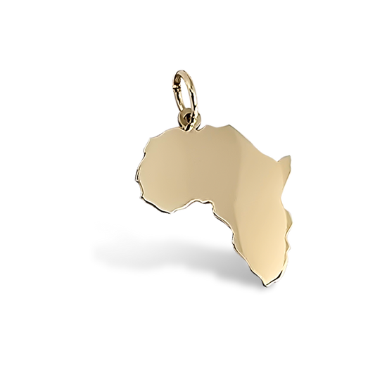 17mm Engravable Map of Africa Pendant in 9ct Yellow Gold
