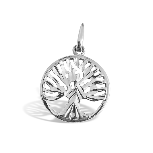 12mm Tree of Life Pendant in 9ct White Gold