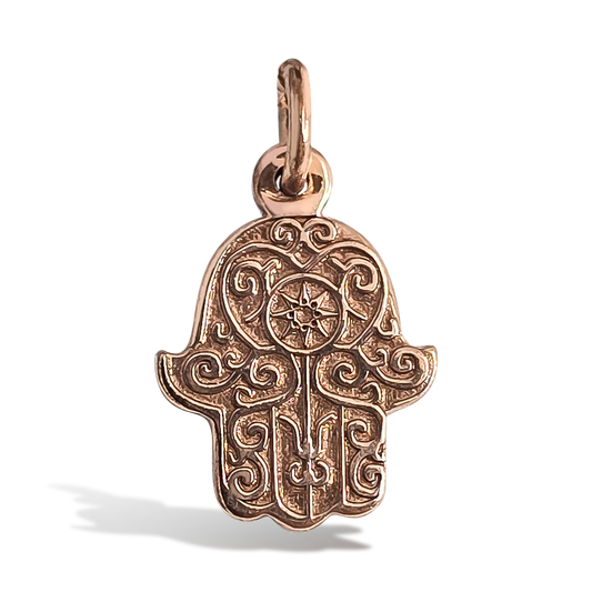 Hand of Fatima Pendant in 9ct Rose Gold on Chain