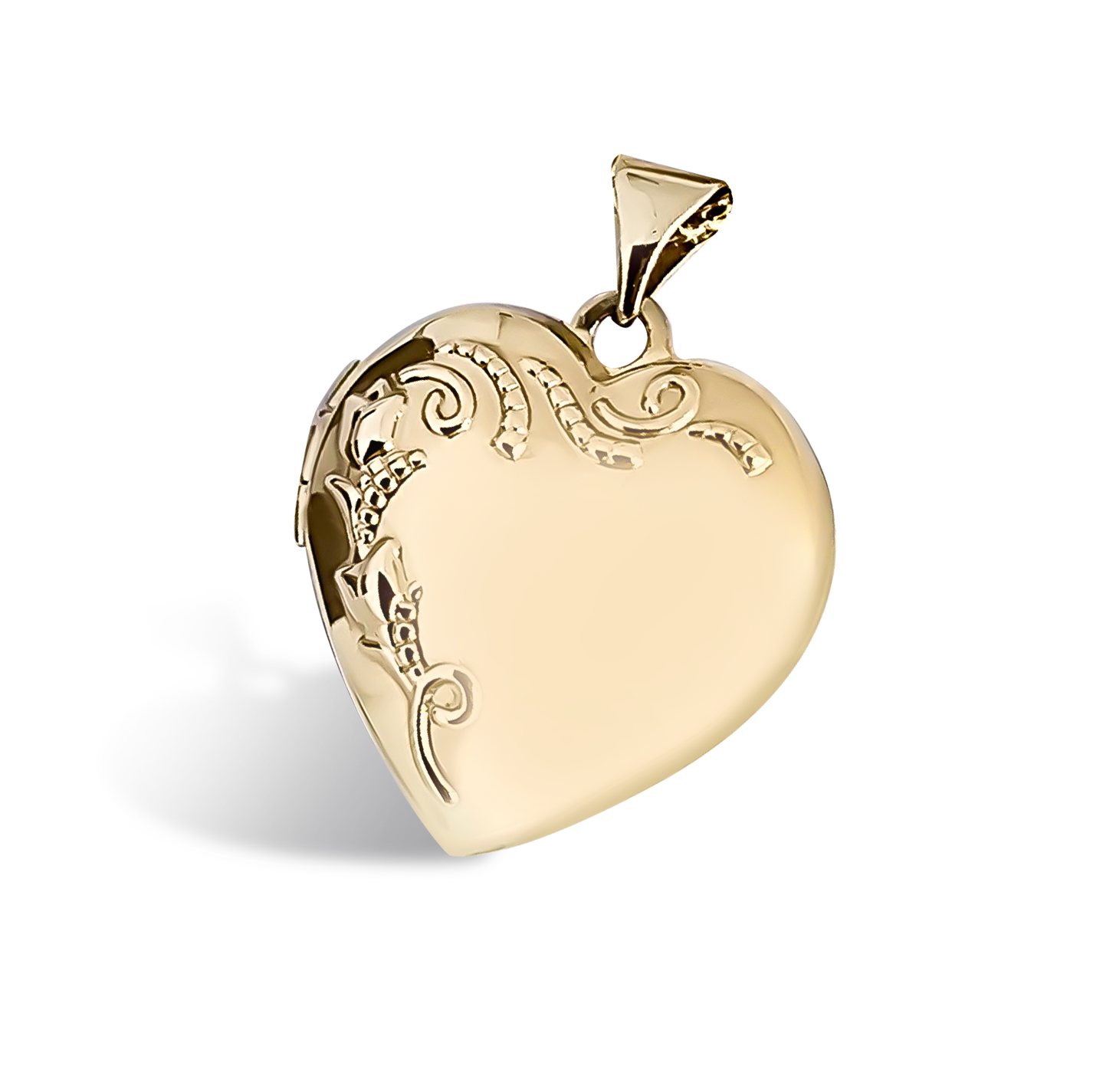 20mm Heart Floral Pointillism Locket 9ct Yellow Gold Pendant