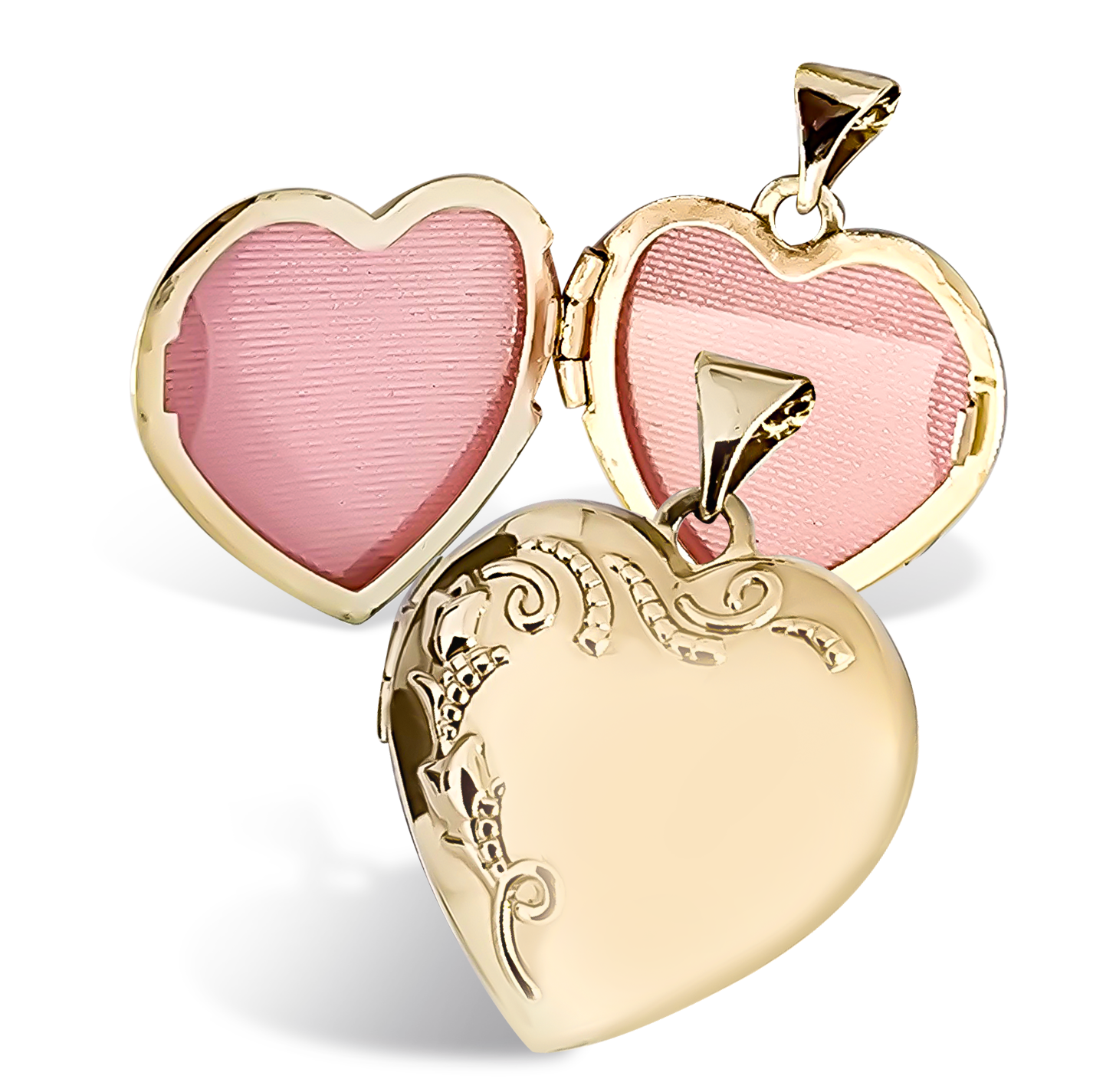 20mm Heart Floral Pointillism Locket 9ct Yellow Gold Pendant