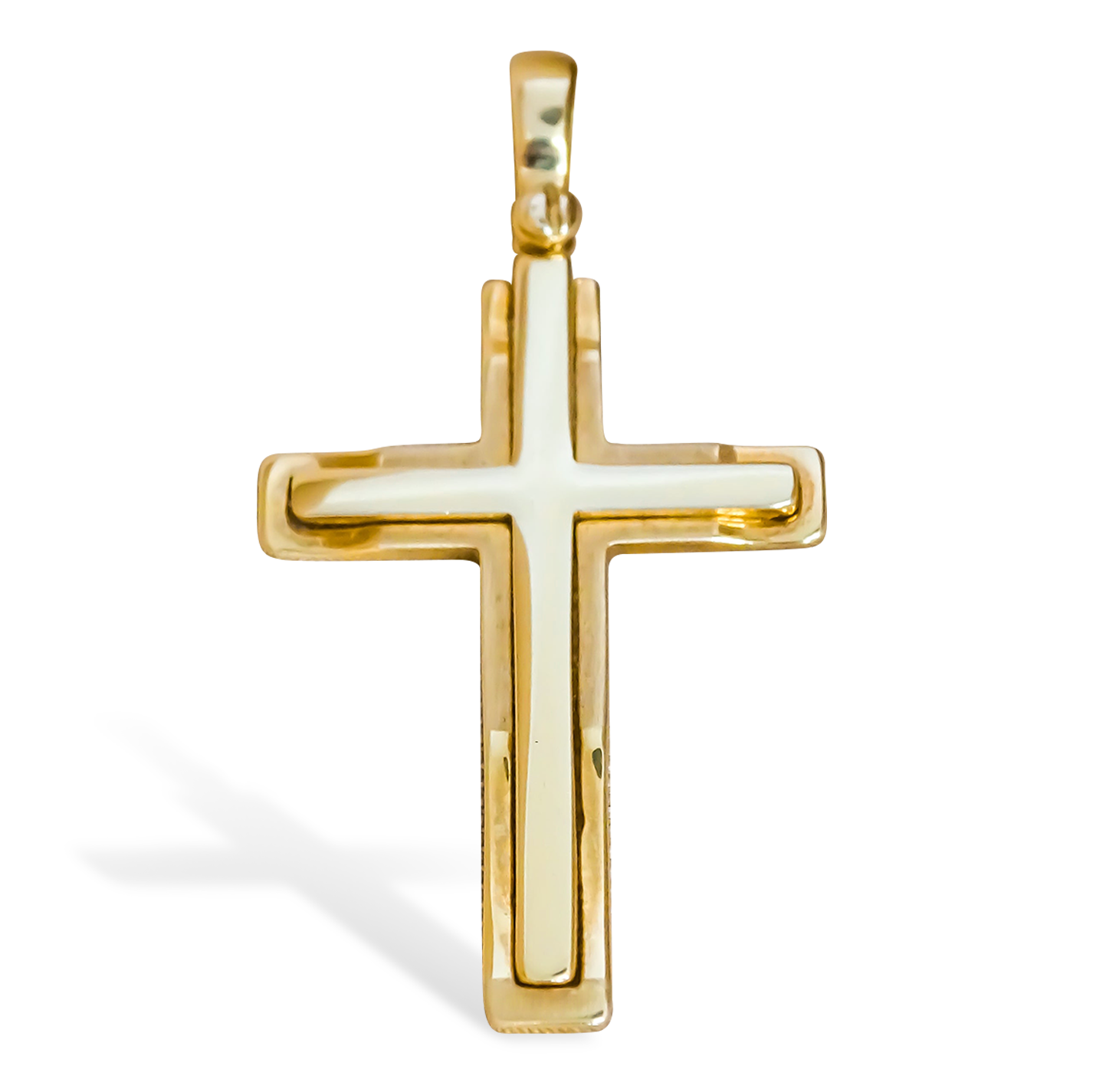 27mm Raised full Bar Cross Pendant in 9ct Yellow Gold