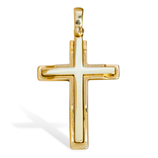 27mm Raised full Bar Cross Pendant in 9ct Yellow Gold
