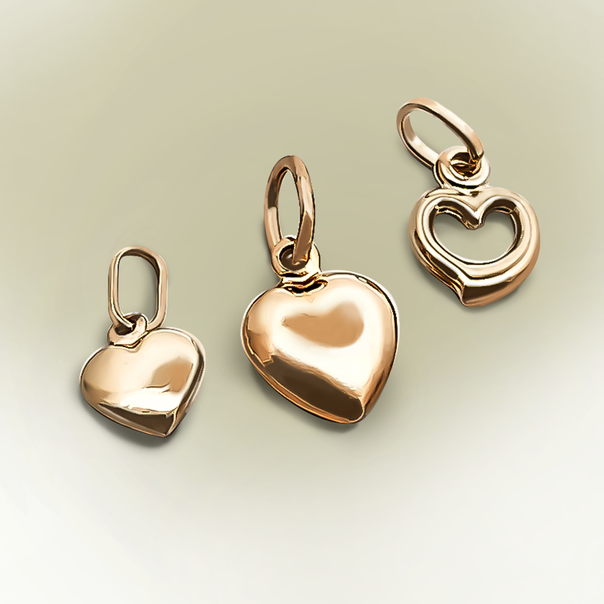 8mm Rounded Heart Bracelet Charm 9ct Yellow Gold