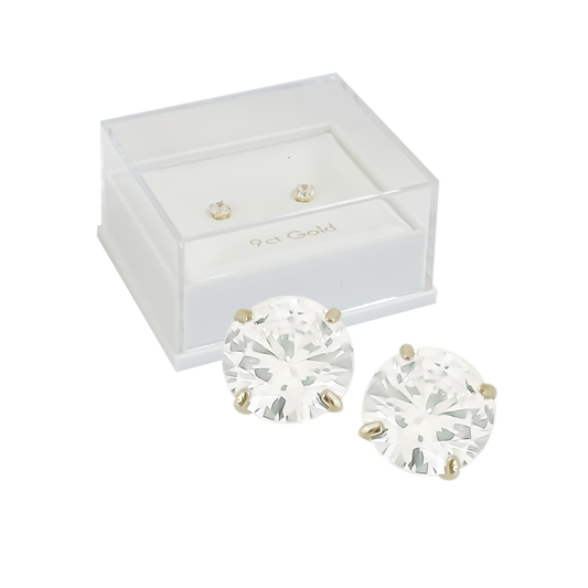 Cubic Solitaire Baby Studs in 9ct Yellow Gold