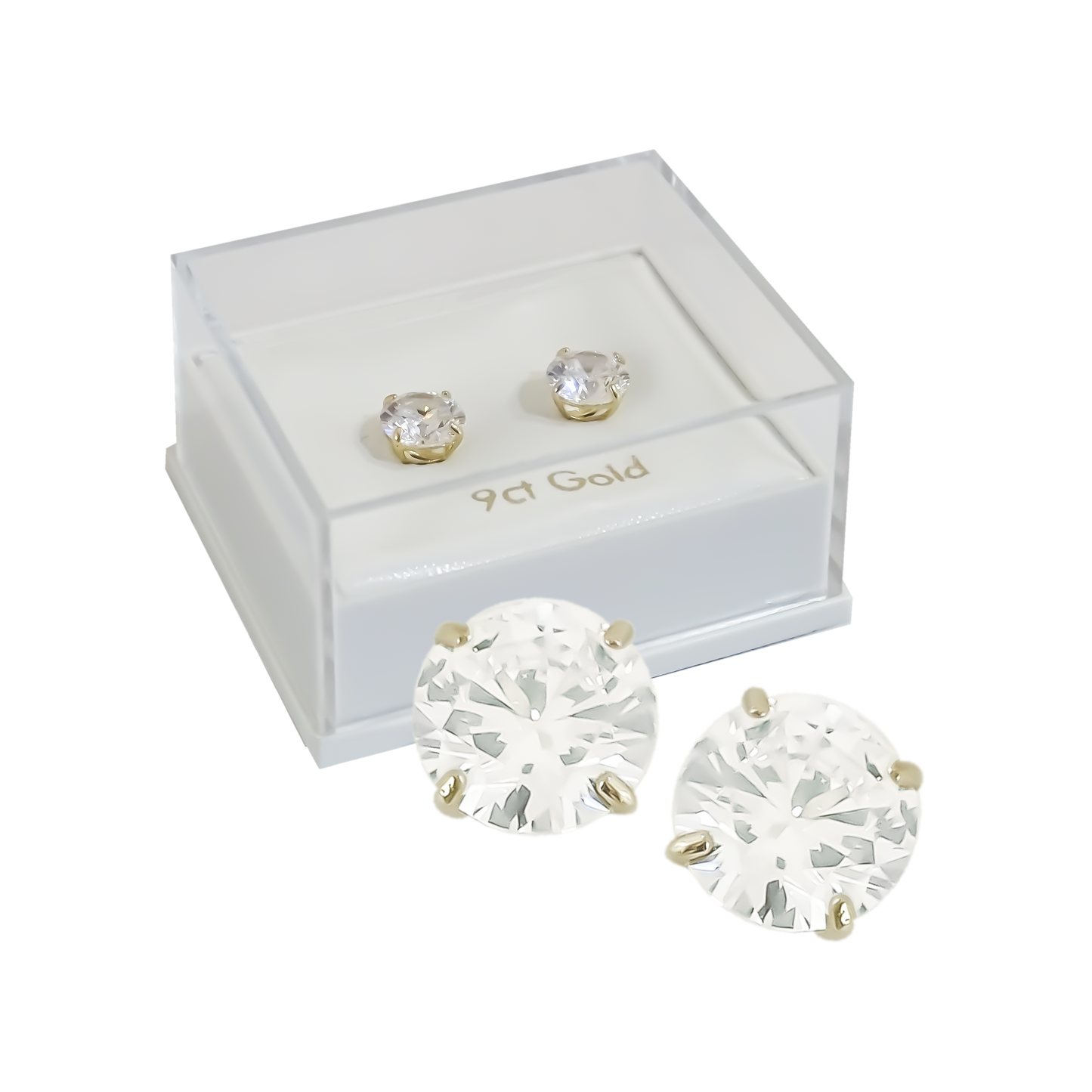 Cubic Solitaire Baby Studs in 9ct Yellow Gold
