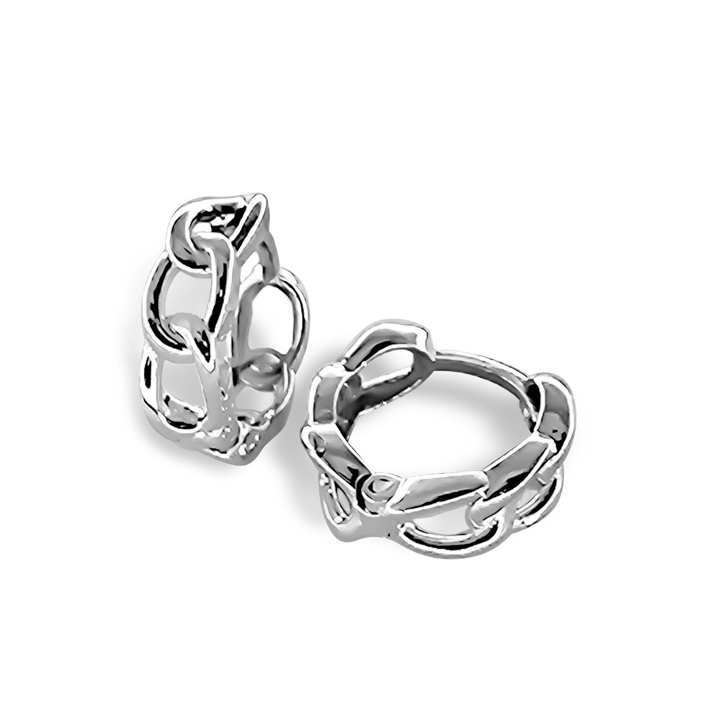7mm Chain Link Hoop Earrings in 9ct White Gold