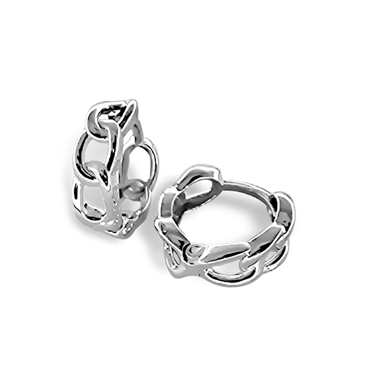 7mm Chain Link Hoop Earrings in 9ct White Gold