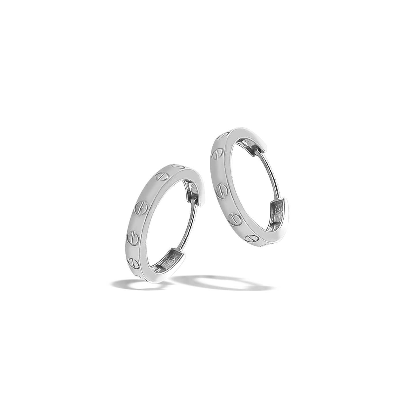 7mm Bolt Design Hoops in 9ct White Gold
