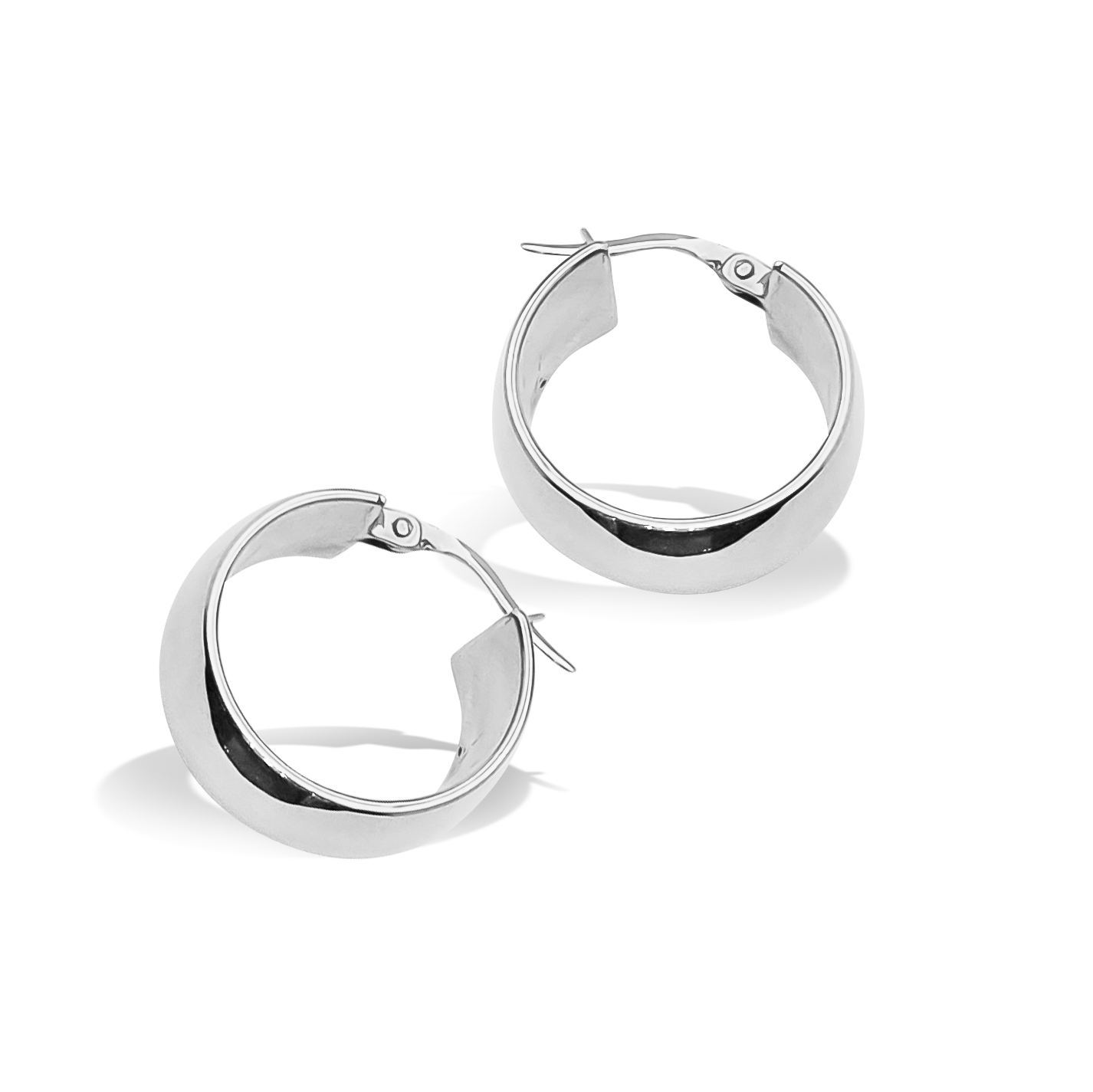 25mm Curved Plain Hoops in 9ct White Gold