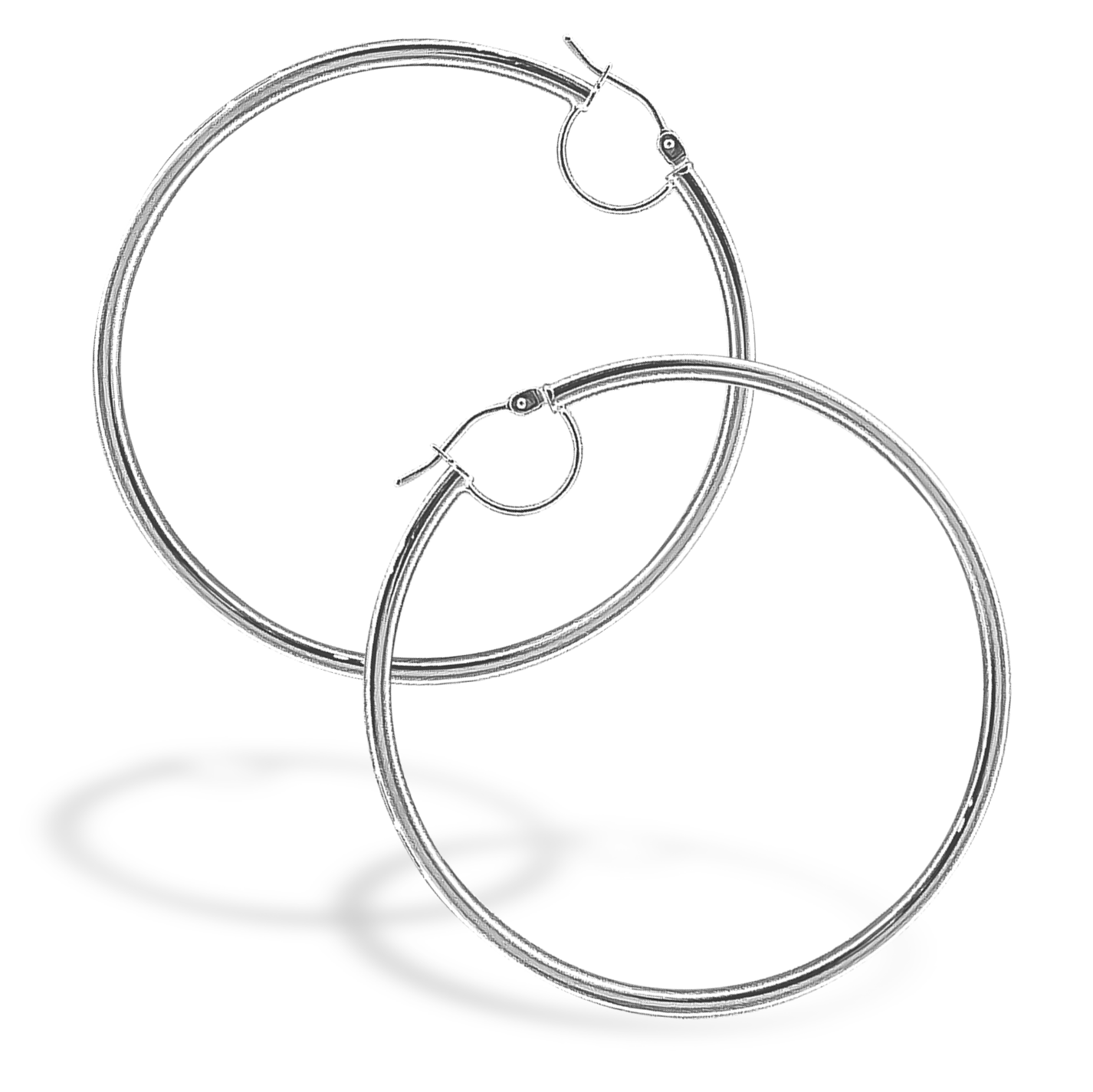 55mm Large Plain Hoops in 9ct White Gold