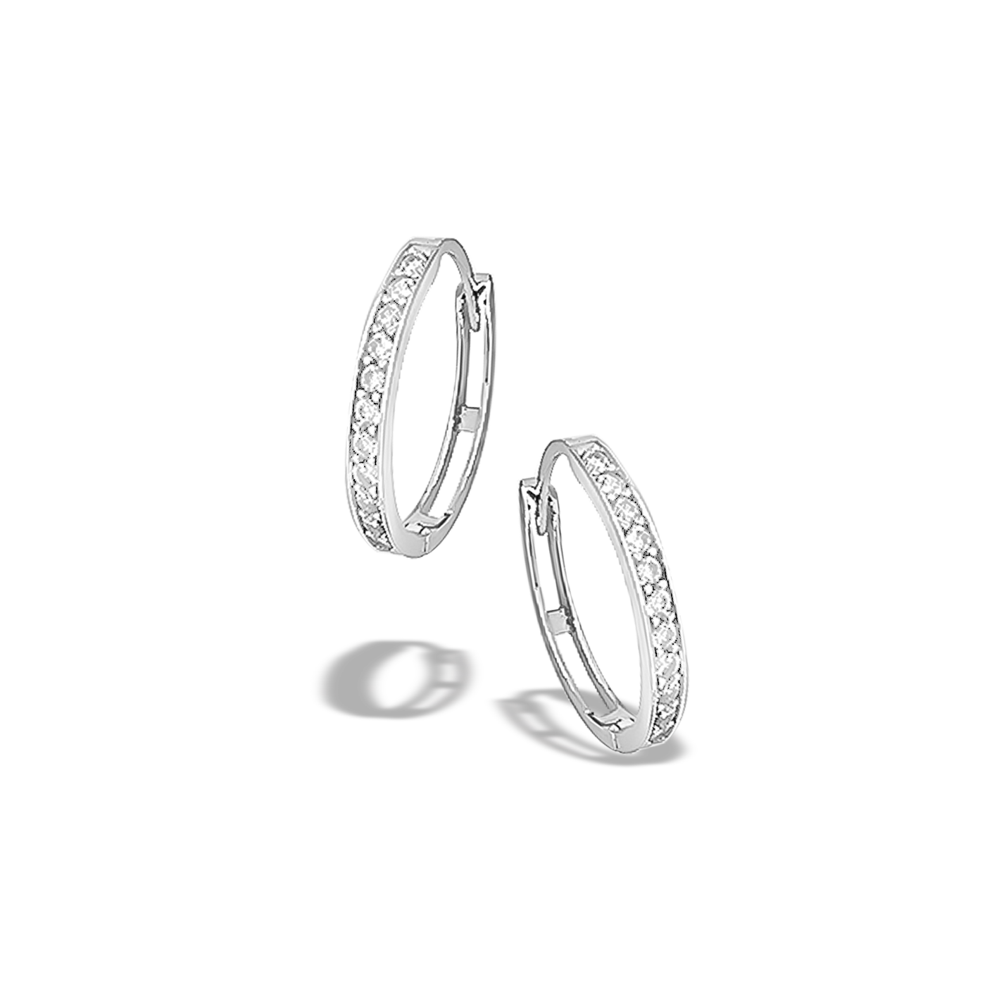 15mm Cubic Hoops in 9ct White Gold