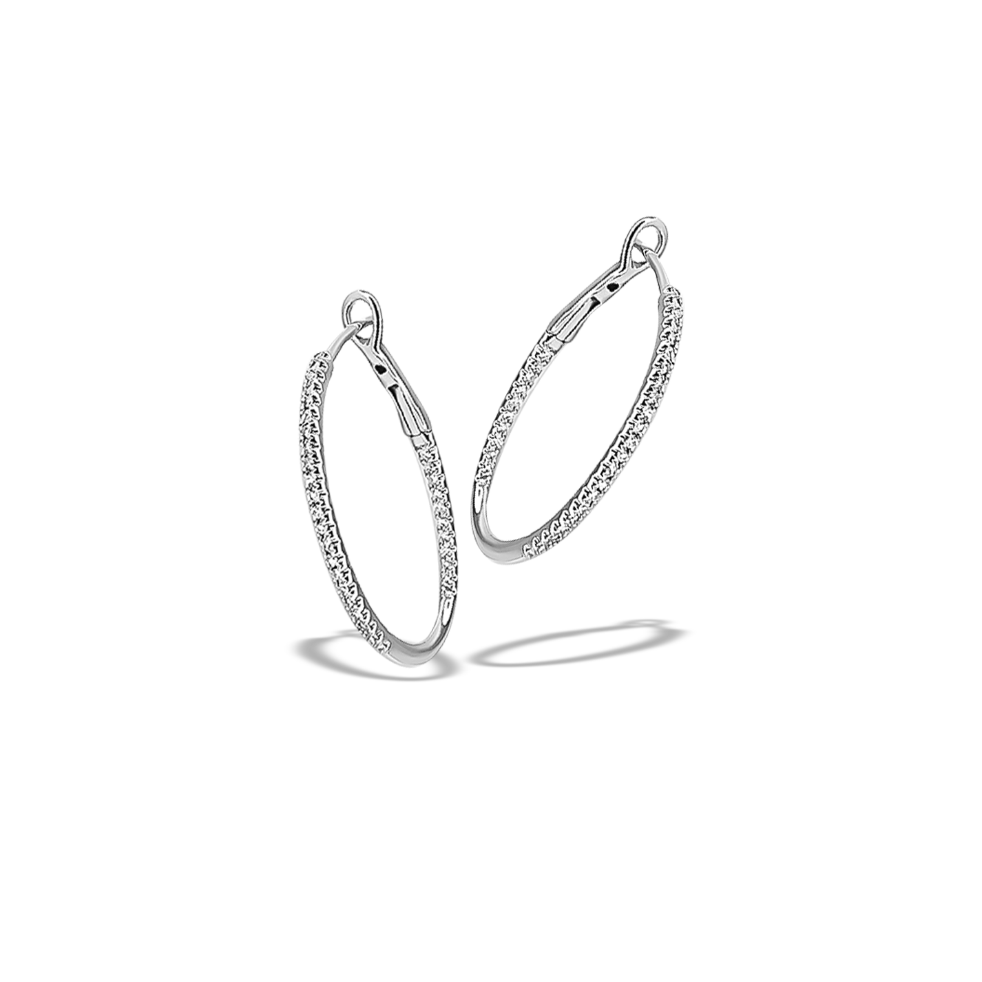 24mm Diamond Hoops in 9ct White Gold