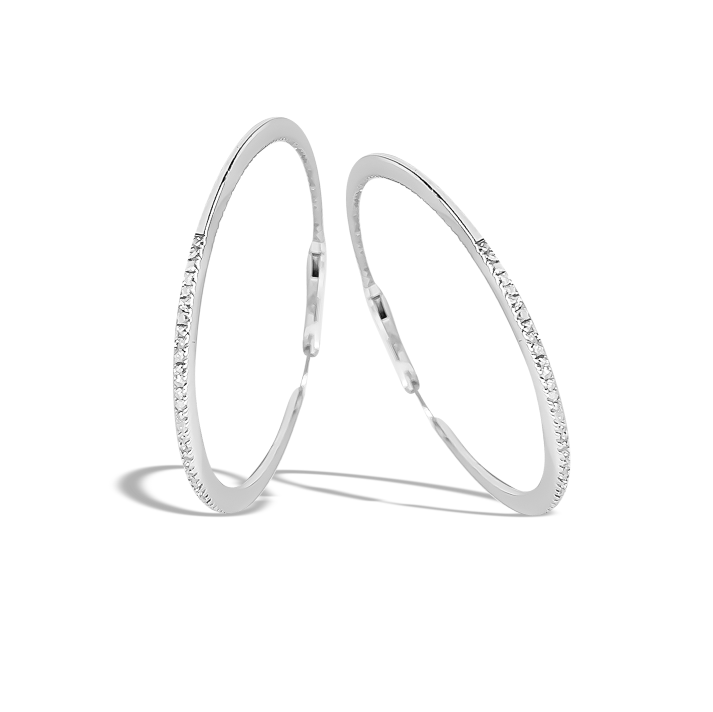 39mm Diamond Hoops in 9ct White Gold
