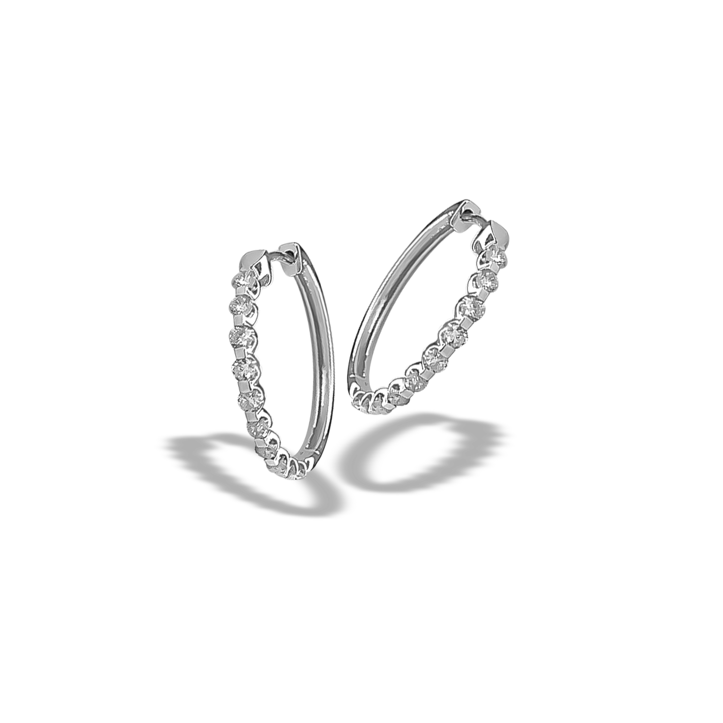 21mm Diamond Hoops in 9ct White Gold