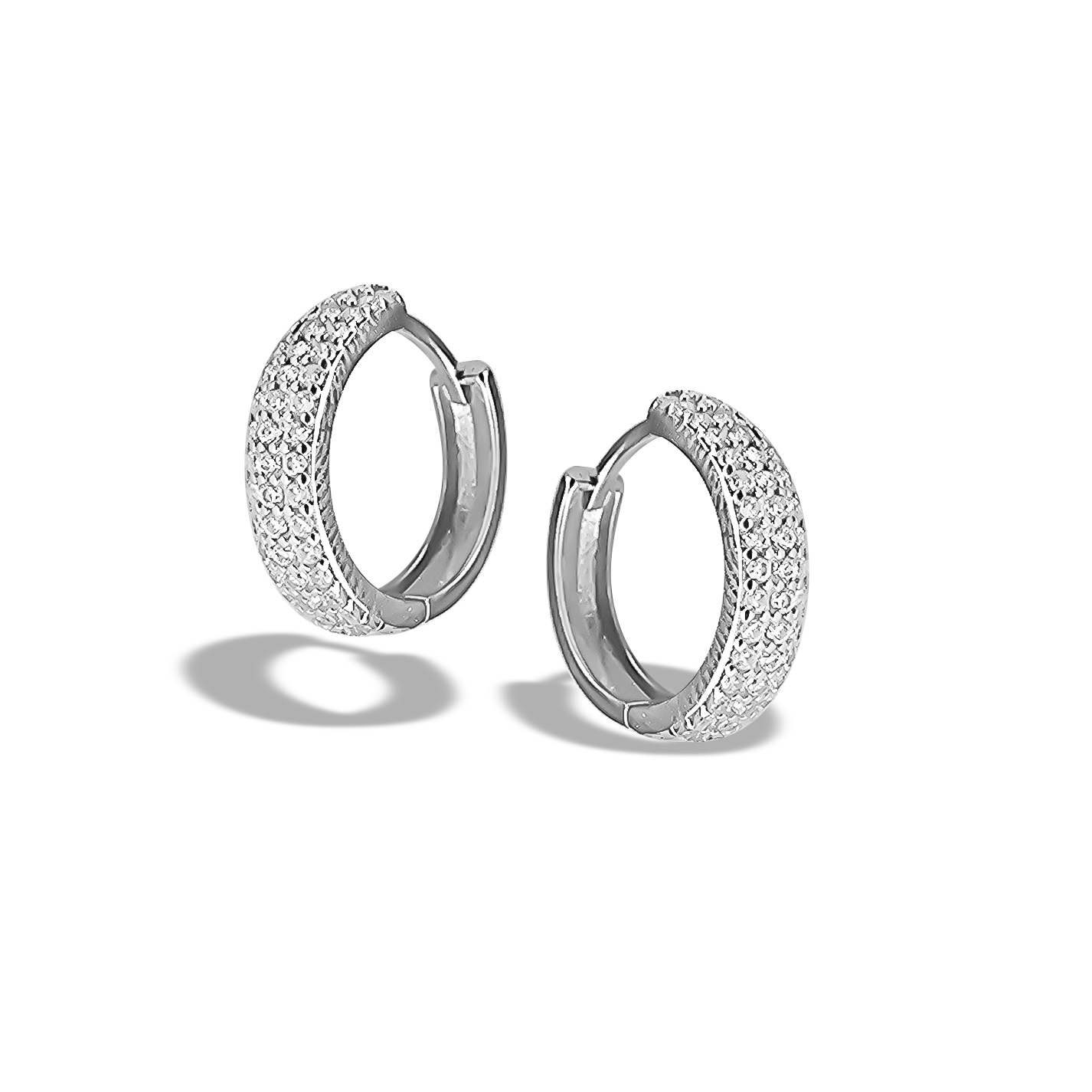 15mm Cubic Hoops in 9ct White Gold