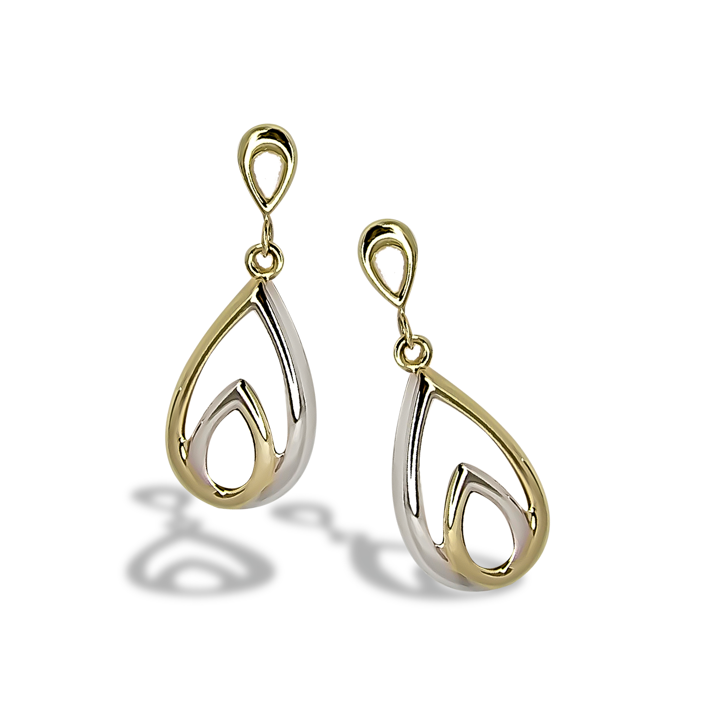 28mm Drop Studs in 9ct White Gold and Yellow Gold