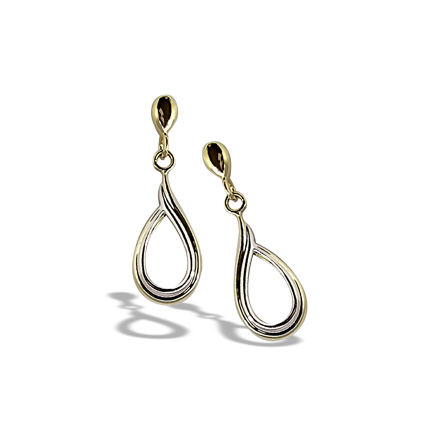 22mm Drop Studs in 9ct White Gold and Yellow Gold