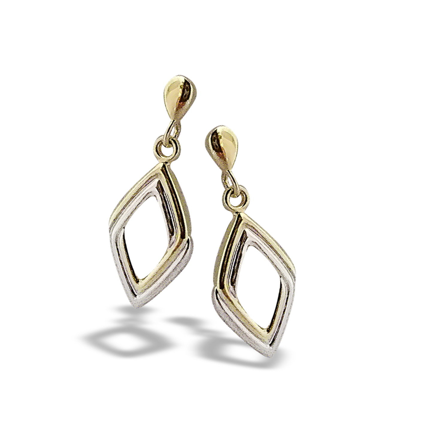 23mm Drop Studs in 9ct White Gold and Yellow Gold