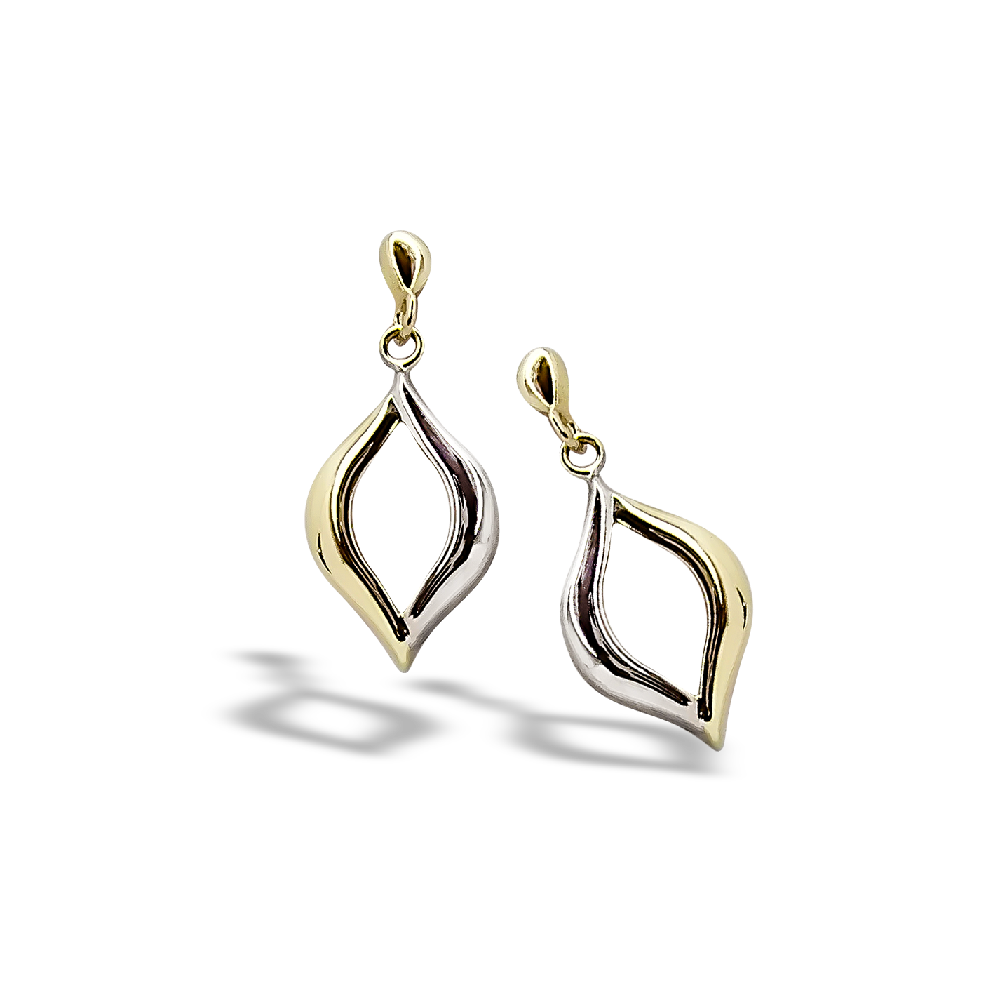 25mm Drop Studs in 9ct White Gold and Yellow Gold